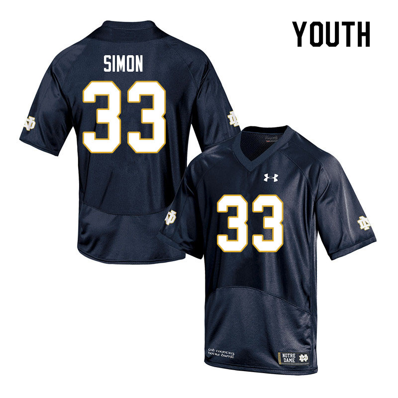 Youth #33 Shayne Simon Notre Dame Fighting Irish College Football Jerseys Sale-Navy